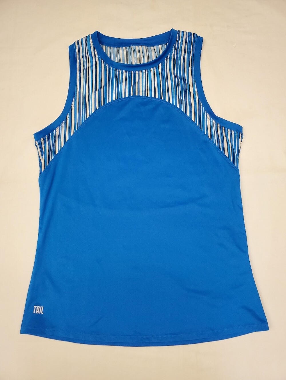 Tail Activewear M Blue Stripe Tennis Golf Tank Top Racerback Athletic Sleeveless